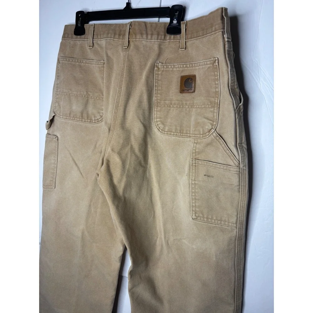 Carhartt B11 BRN Mens 38x34 Tan Duck Canvas‎ Carpenter Work Pants USA Union